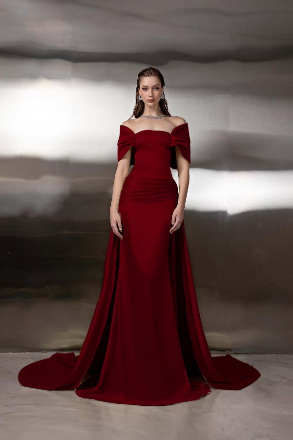 Off the Shoulder Sleeveless Long Mermaid Formal Dress With Pleated