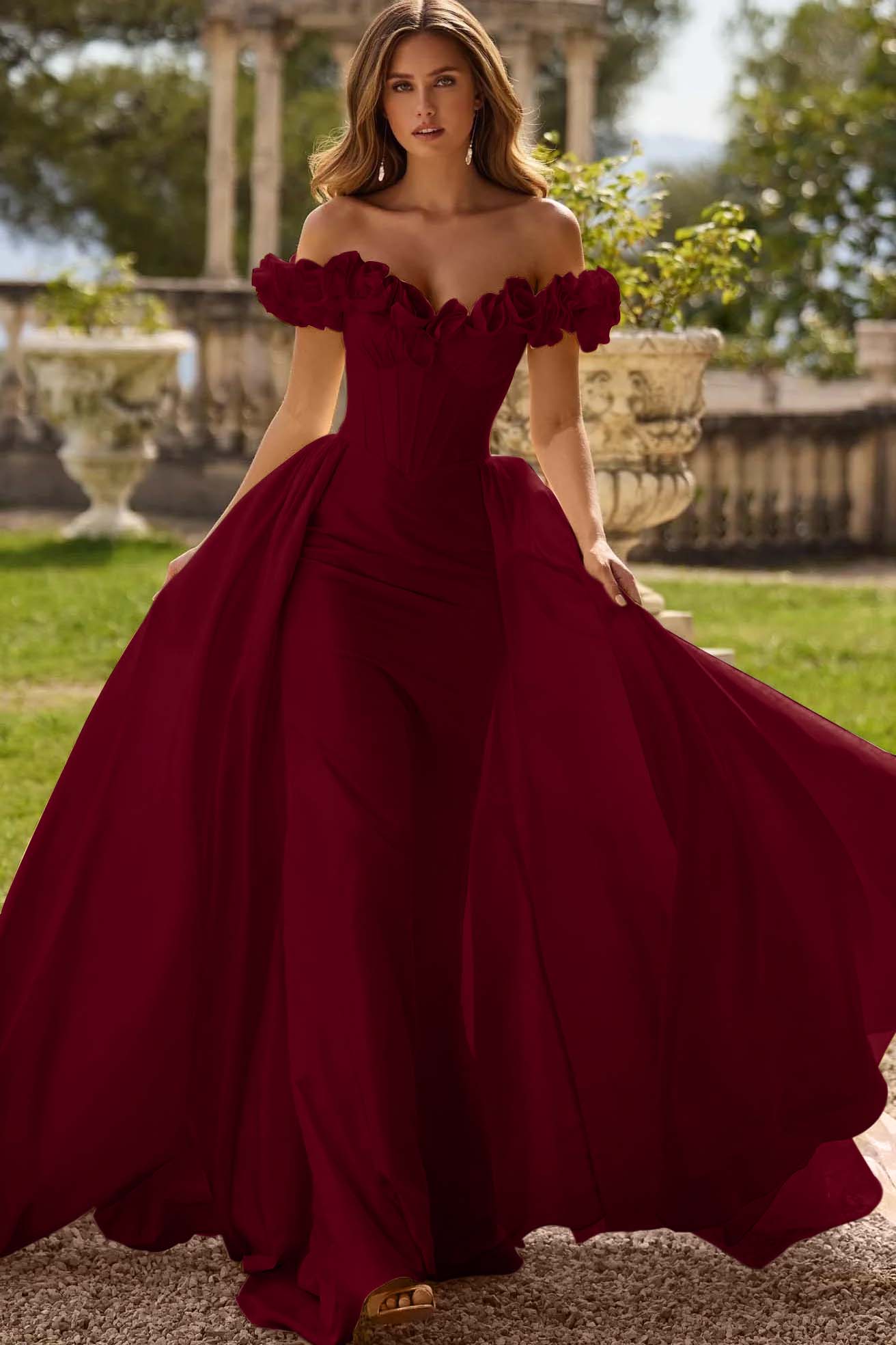 Off the Shoulder Sleeveless Long Mermaid Formal Dress With Pleated