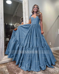 Sleeveless Straps Sweetheart Long Formal Dress With Ruffles Pleated