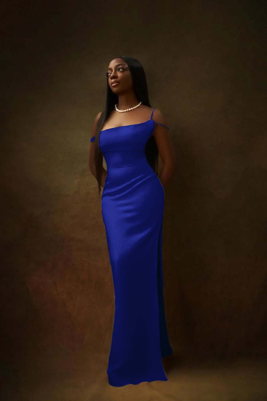 One Shoulder Sleeveless Split Long Formal Dress With Pleated Beading