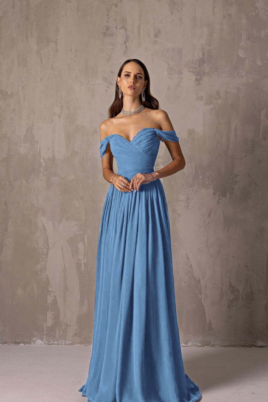 Off the Shoulder Strapless Sleeveless Long Formal Dress With Ruffles