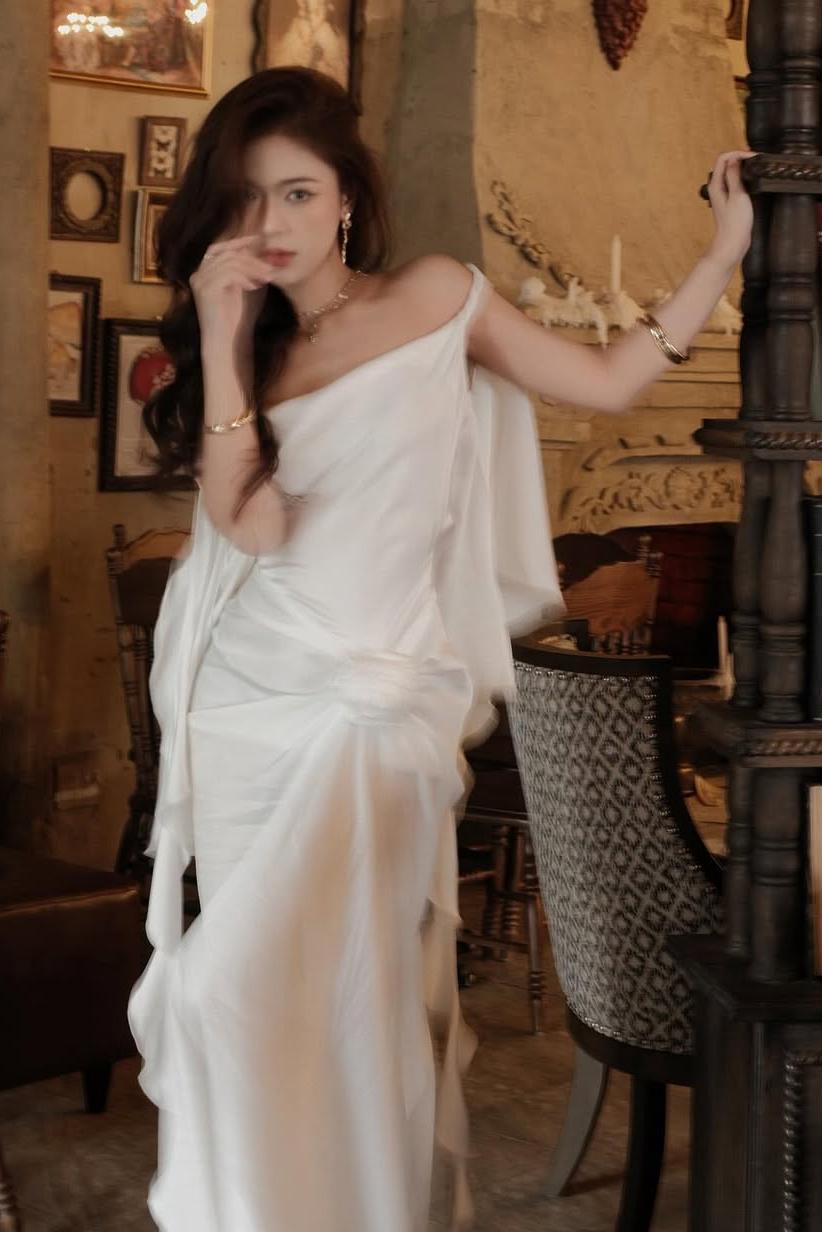 Off The Shoulder Backless Sleeveless Long Mermaid Formal Dress With Pleated