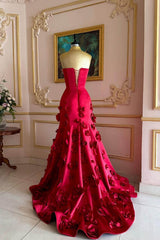 Sleeveless Strapless Long Mermaid Formal Dress With Flower Appliques