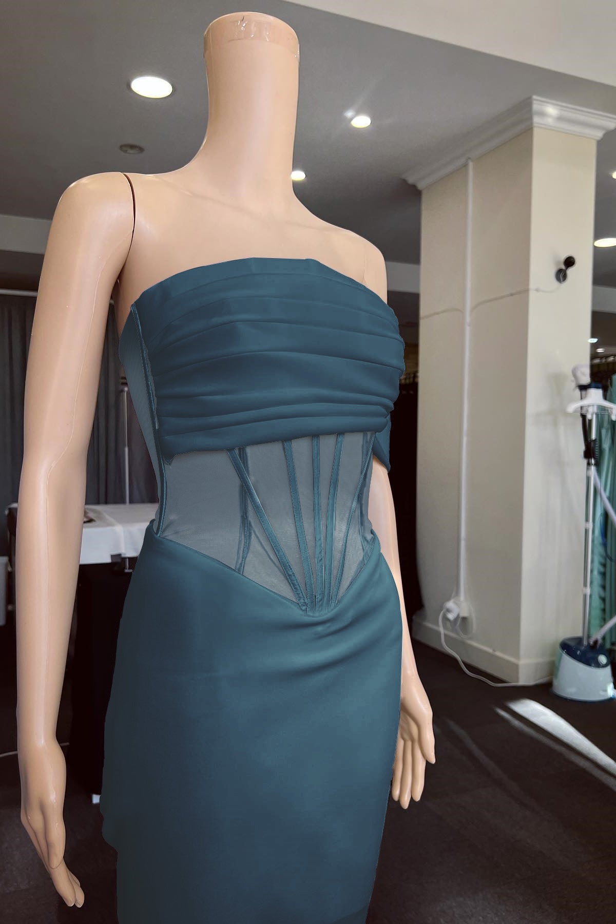 White Off the Shoulder Strapless Mermaid Formal Dress With Pleated