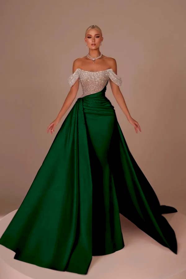 Off the Shoulder Strapless Mermaid Long Formal Dress With Sequins