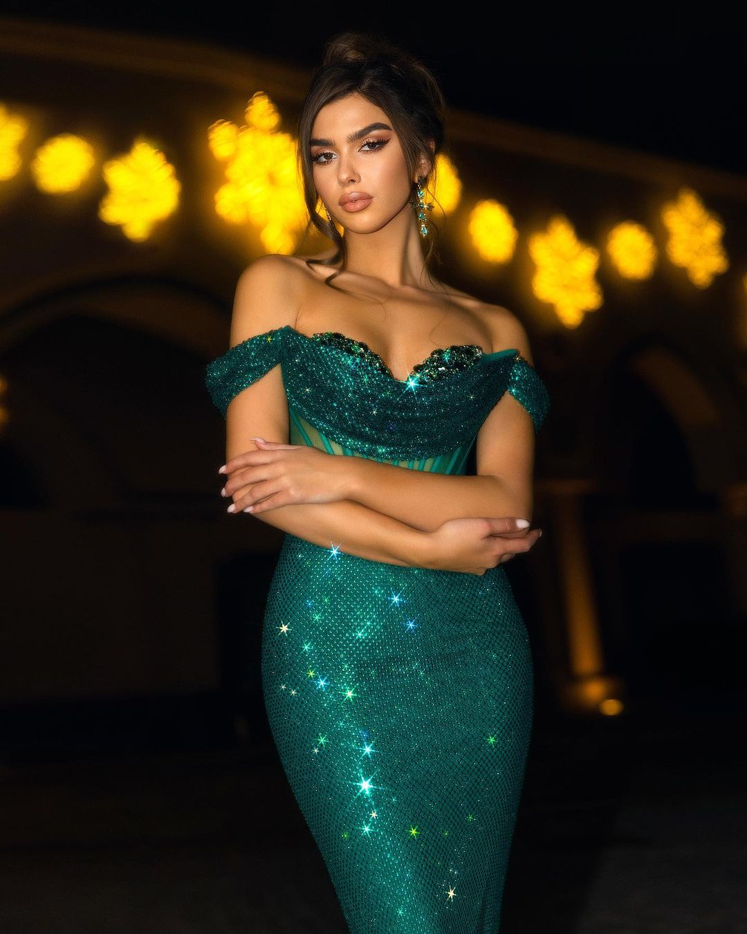 Sequins Dark Green Off the Shoulder Long Mermaid Formal Dress Gown