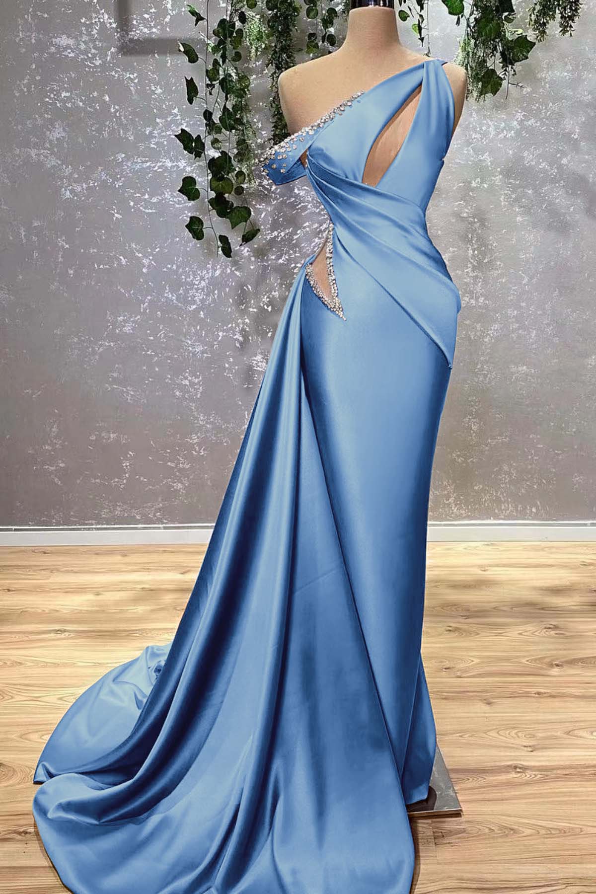 Lilac Off the Shoulder Sleeveless Mermaid Formal Dress With Beading