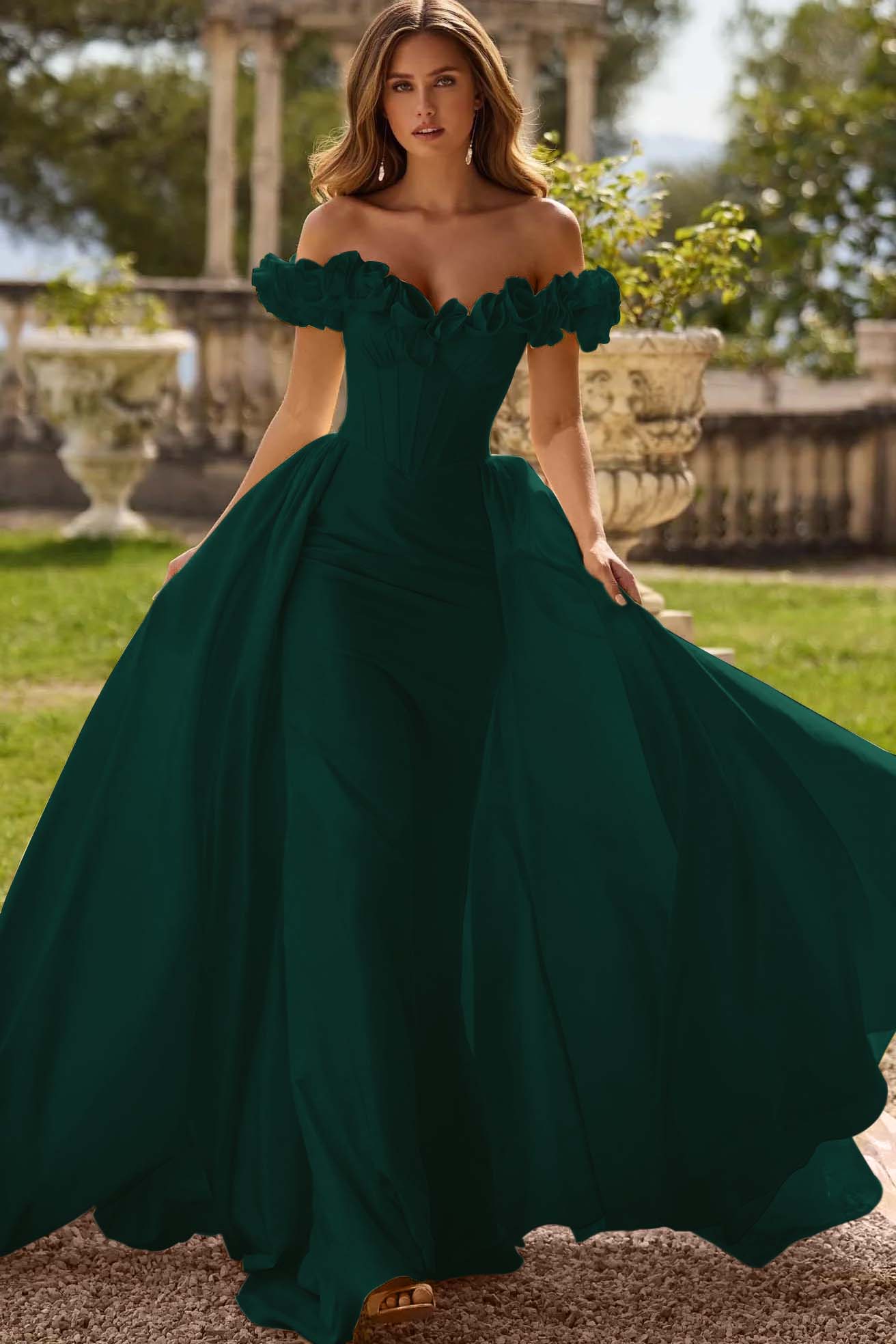 Off the Shoulder Sleeveless Long Mermaid Formal Dress With Pleated