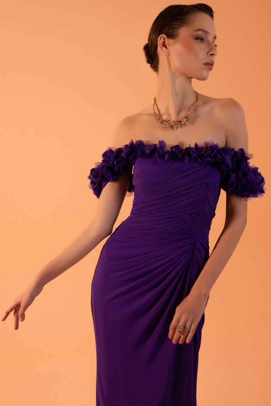 Off The Shoulder Sleeveless Long Mermaid Formal Dress With Pleated