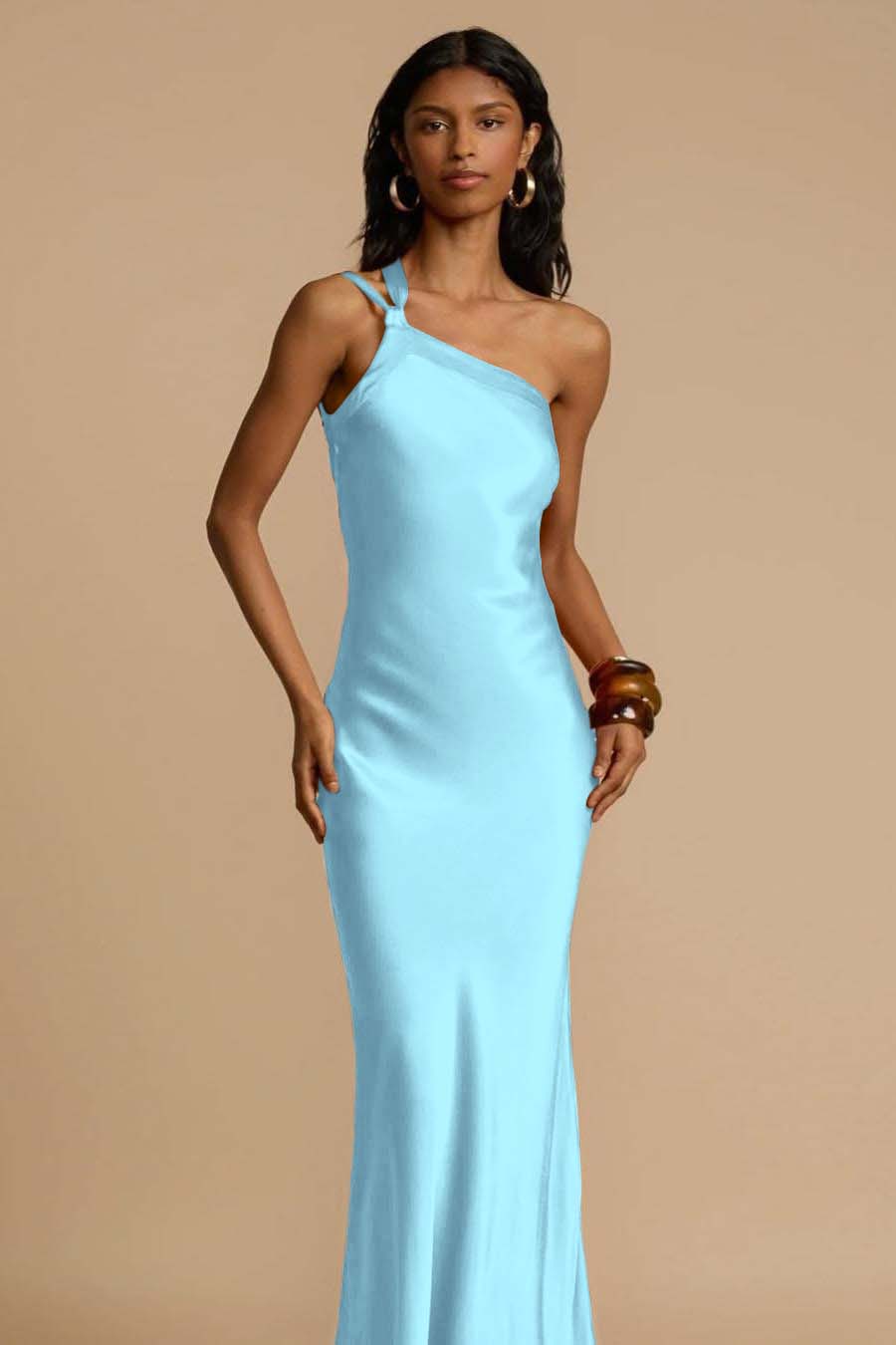 One Shoulder Sleeveless Backless Long Formal Dress With Ruffles