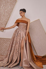 One Shoulder Sleeveless Split Long Formal Dress With Lace Appliques