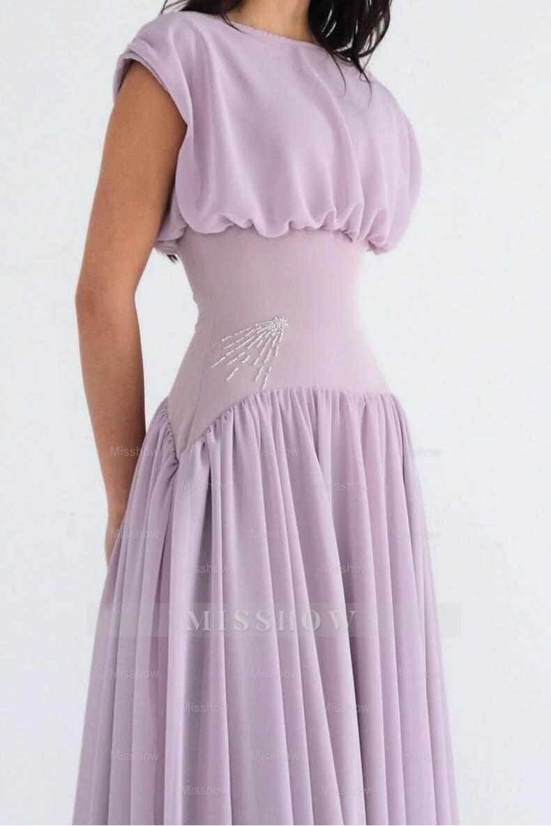 Jewel Neck High Waist Sleeveless Long Formal Dress With Ruffles