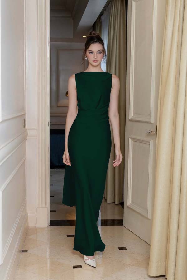 婢跺秴鍩桹ne Shoulder Long Sleeve Long High Split Formal Dress With Beading