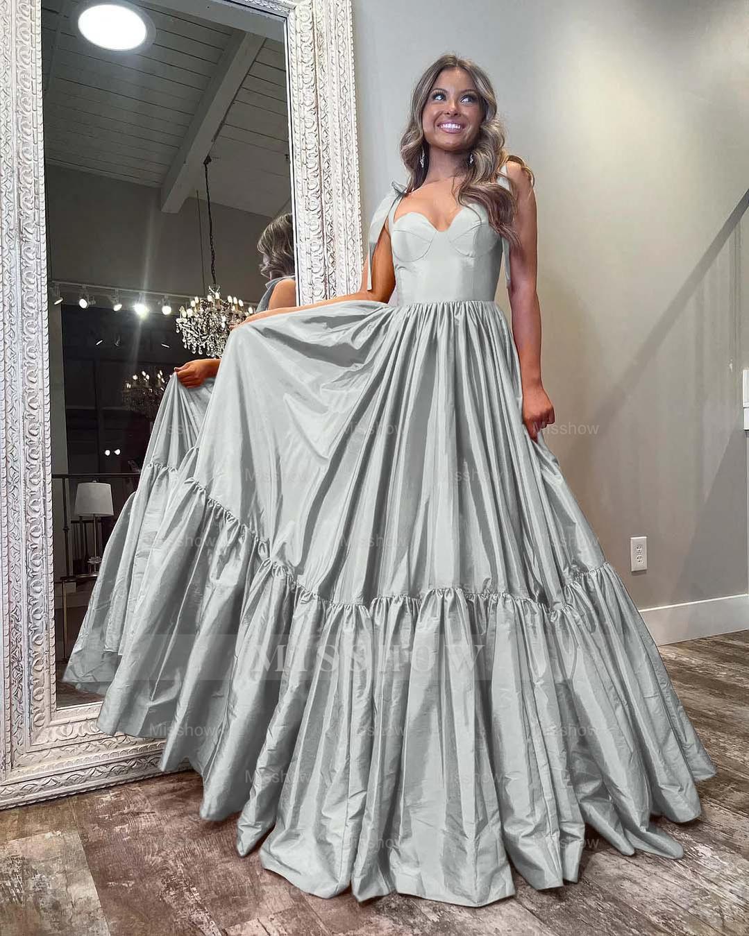 Sleeveless Straps Sweetheart Long Formal Dress With Ruffles Pleated