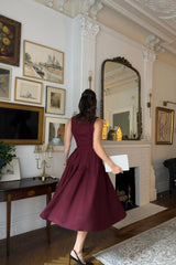 Straps V Neck Sleeveless Tea Length A Line Formal Dress With Pockets