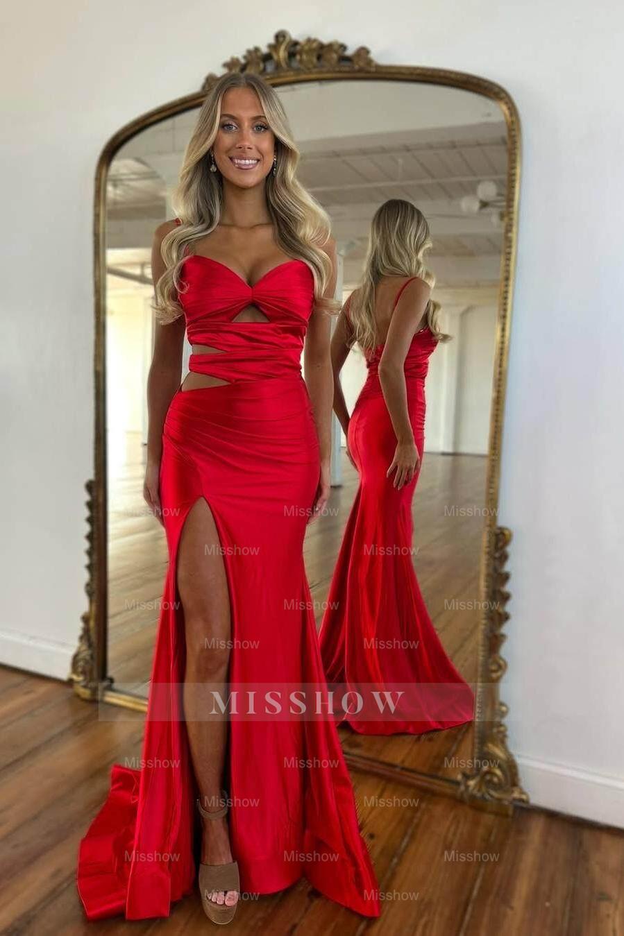 Spaghetti Strap Sleeveless Long Mermaid Formal Dress With Split