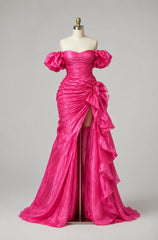Off-the-Shoulder Sweetheart Ruffle Mermaid Prom Dress Floor Length
