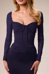 Long Sleeves Mermaid Split Long Ruffles Formal Dress With Pleated