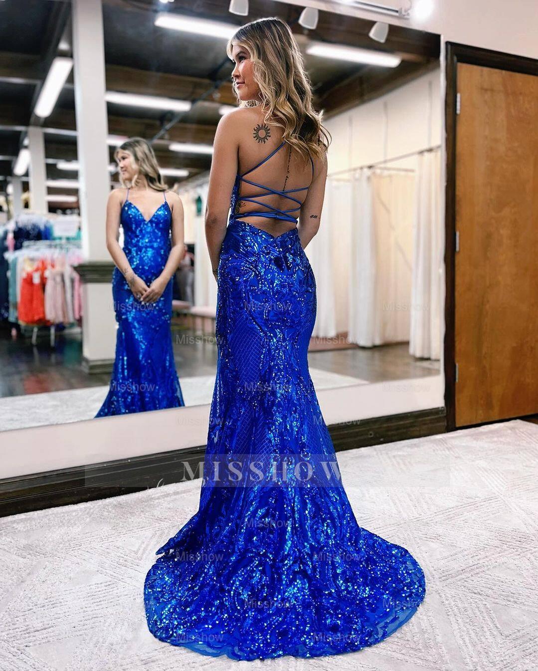 Spaghetti Strap Sleeveless Long Mermaid Formal Dress With Appliques