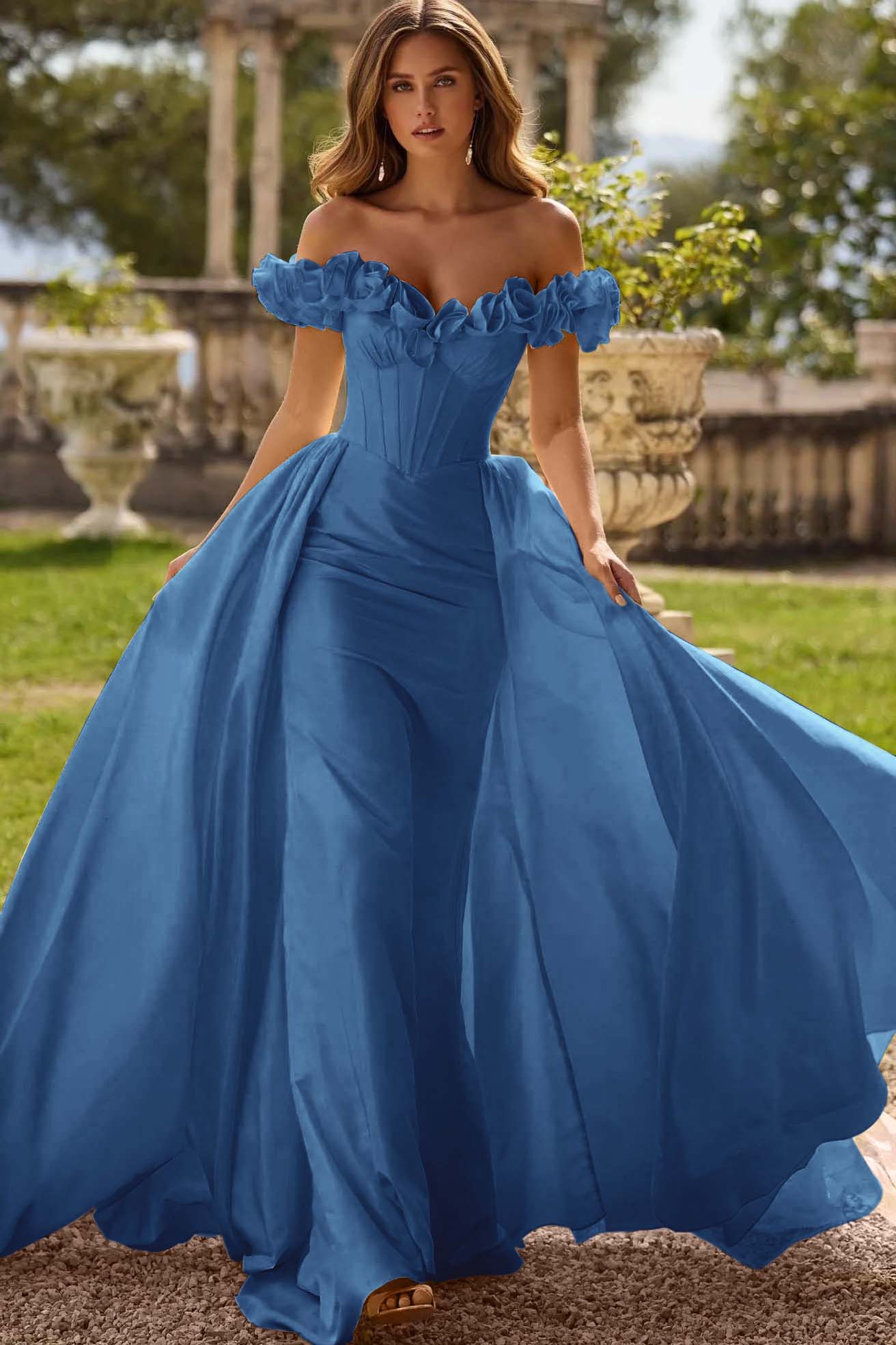 Off the Shoulder Sleeveless Long Mermaid Formal Dress With Pleated
