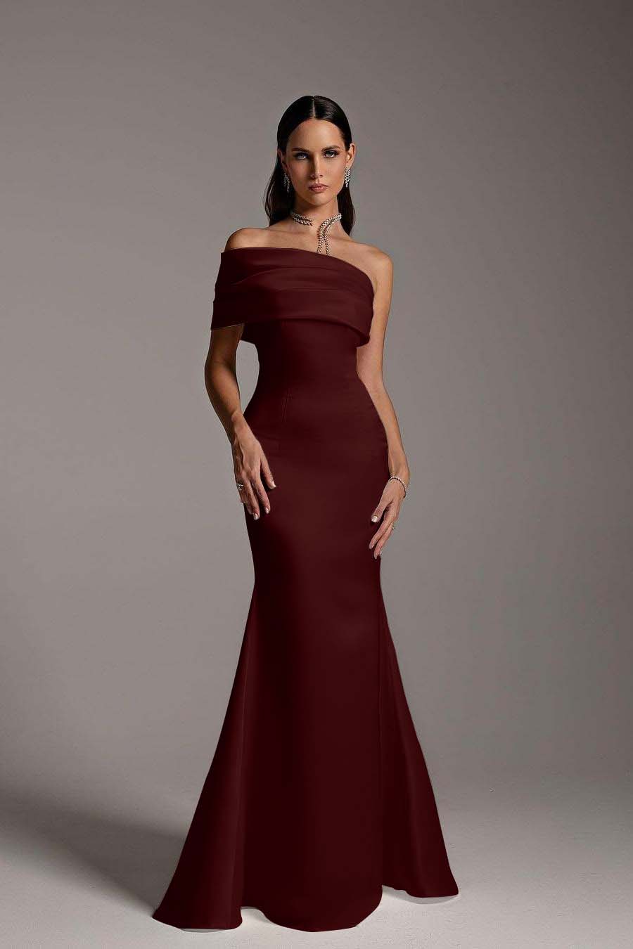 One Shoulder Sleeveless Mermaid Long Formal Dress With Ruffles