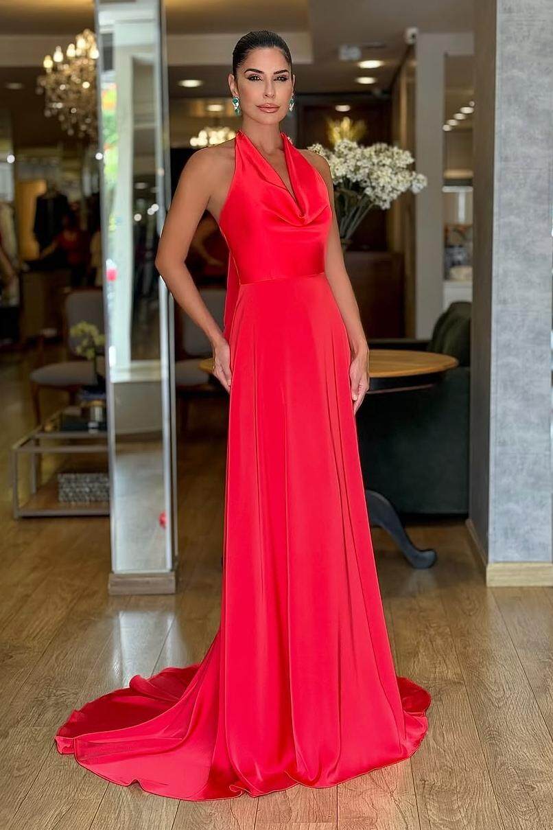 Halter Sleeveless High Waist Mermaid Long Formal Dress With Pleated