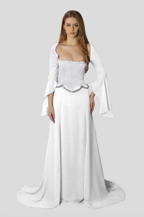 Chiffon Long Sleeves Long Mermaid Formal Dress With Beading Pleated