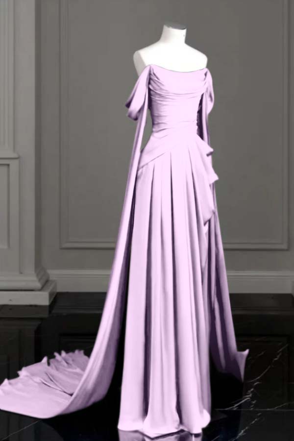 Off the Shoulder Strapless Sleeveless Long Formal Dress With Pleated