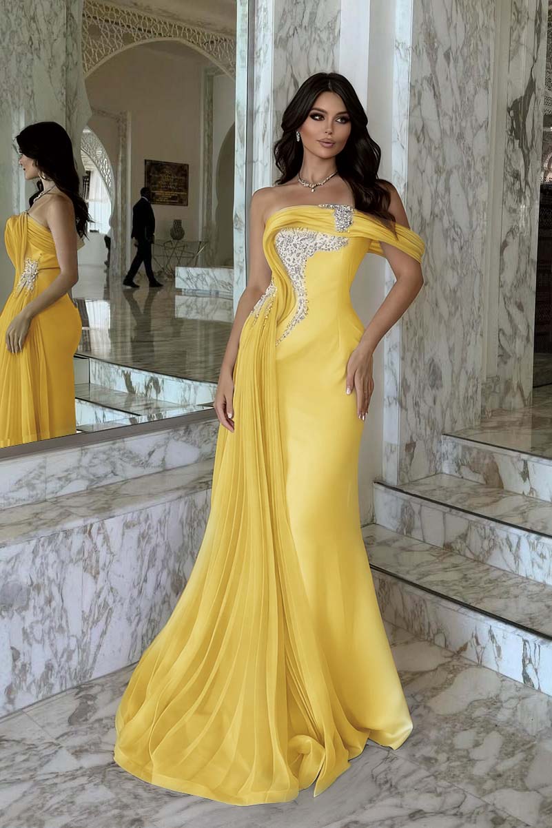 One Shoulder Sleeveless Long Mermaid Formal Dress With Beading