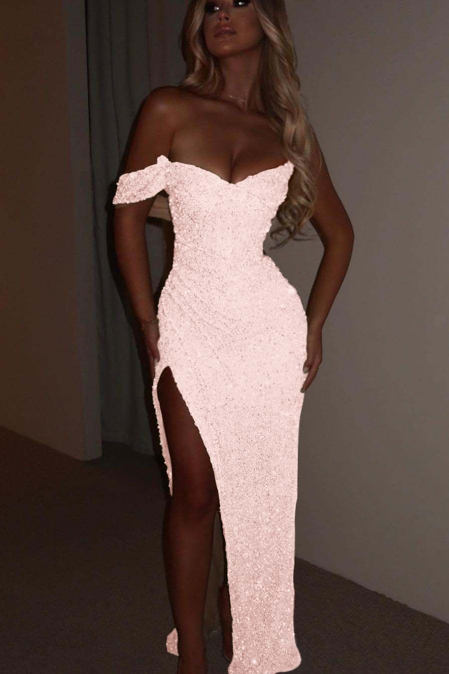 One Shoulder Strapless Sleeveless Long Mermaid Formal Dress With Split