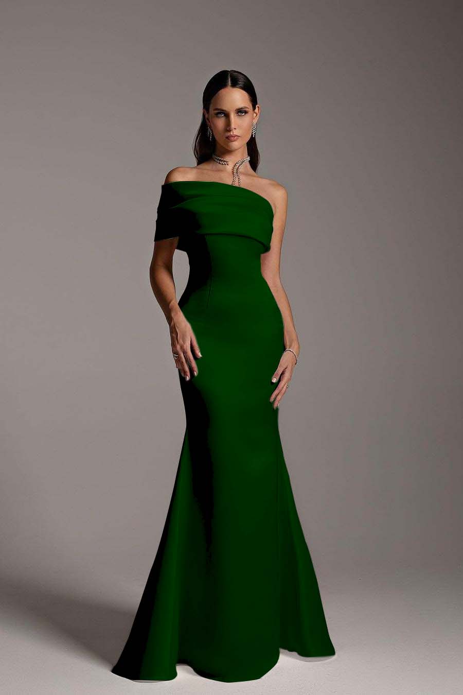 One Shoulder Sleeveless Mermaid Long Formal Dress With Ruffles
