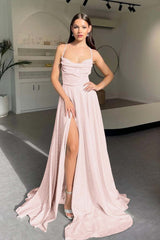 Halter Sleeveless Long Split Formal Dress With Pleated Sequins