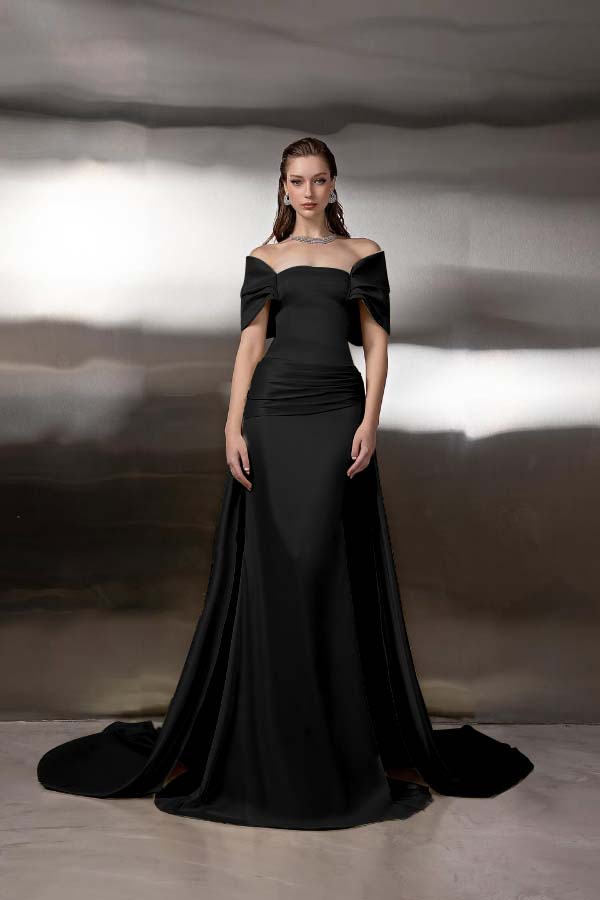 Off the Shoulder Sleeveless Long Mermaid Formal Dress With Pleated