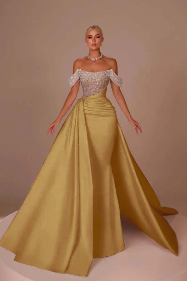 Off the Shoulder Strapless Mermaid Long Formal Dress With Sequins