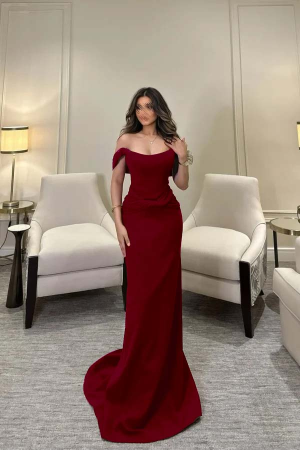 Off The Shoulder Sleeveless Long Mermaid Formal Dress With Pleated