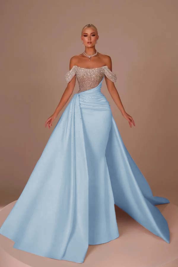 Off the Shoulder Strapless Mermaid Long Formal Dress With Sequins