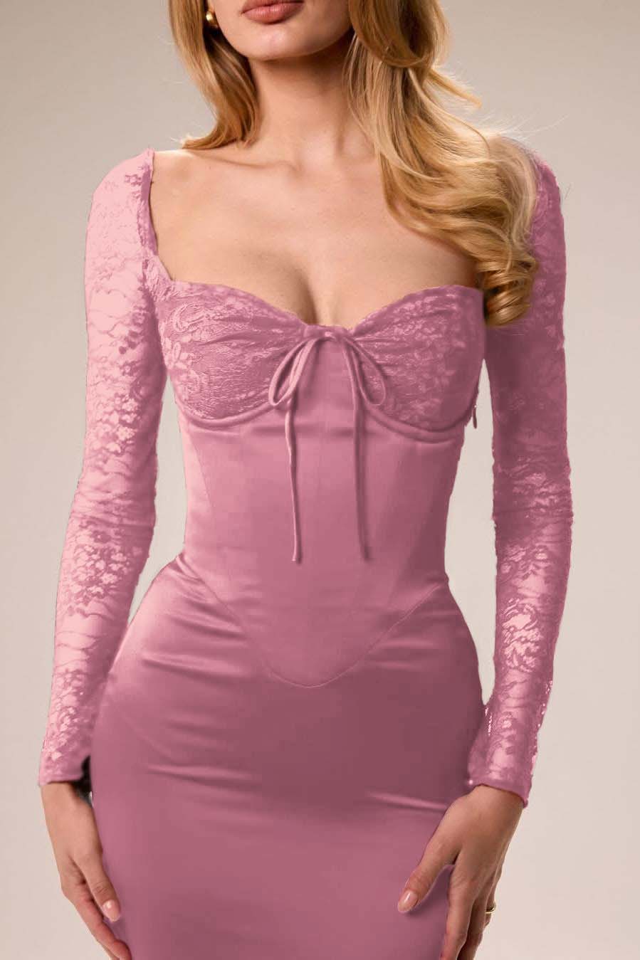 Long Sleeves Mermaid Split Long Ruffles Formal Dress With Pleated