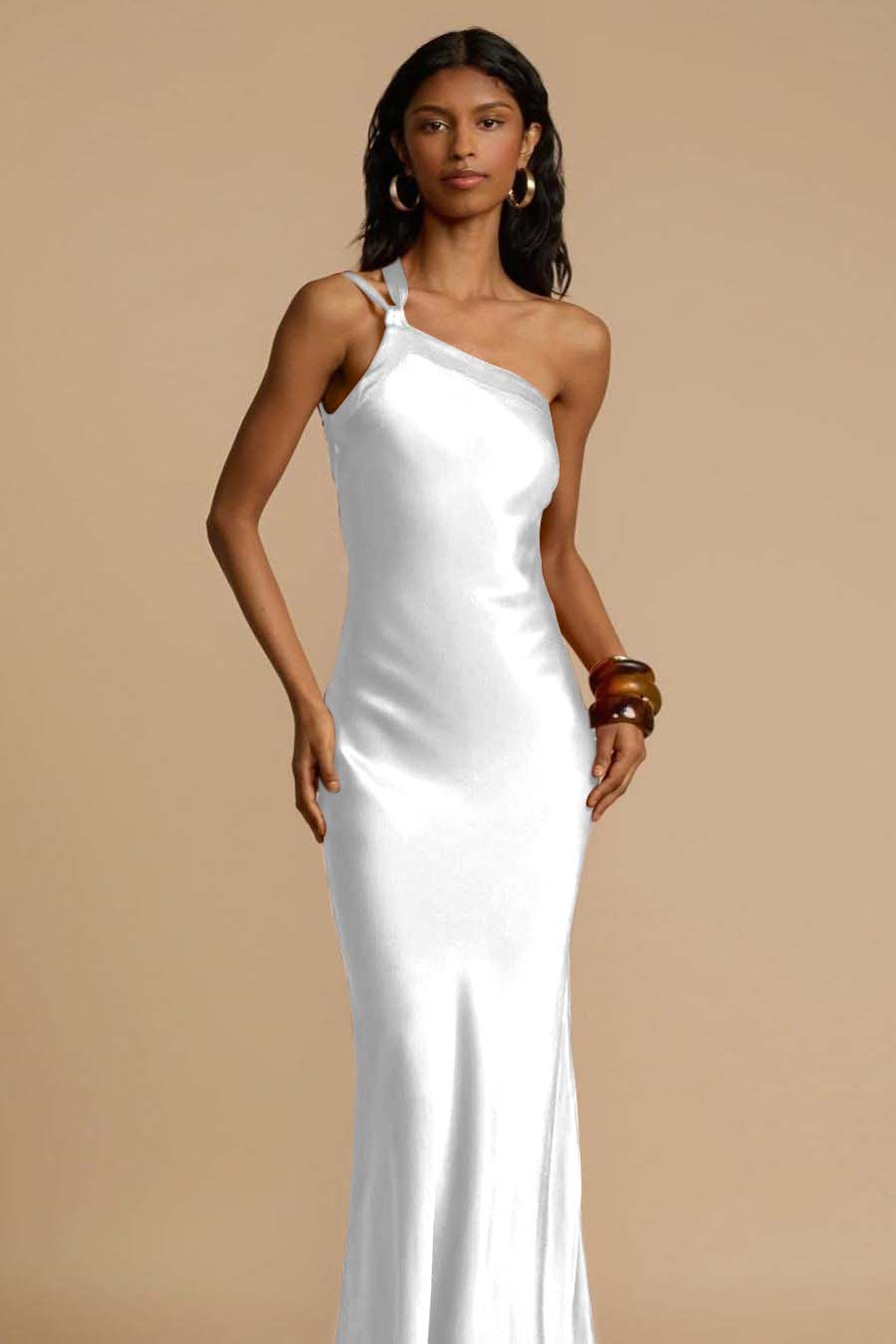 One Shoulder Sleeveless Backless Long Formal Dress With Ruffles