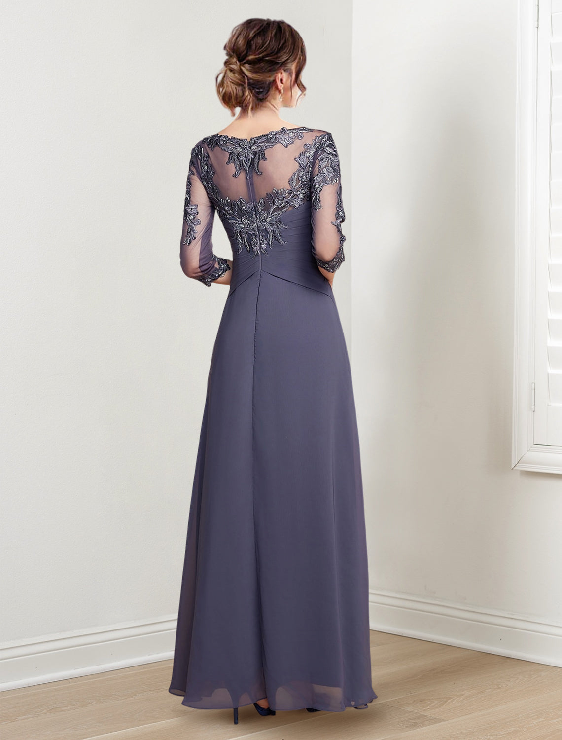 A Line Princess Scoop Floor Length Mother Of The Bride Dresses