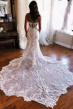 A-Line Sweetheart Floor-Length Split Front Tulle Wedding Dresses with Lace