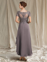 A Line Princess V Neck Tea Length Mother Of The Bride Dresses