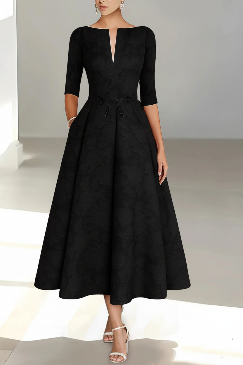 A-Line/Princess Half Sleeves Ankle Length Rose Lace Applique Mother Of The Bride Dresses & Groom With Pockets