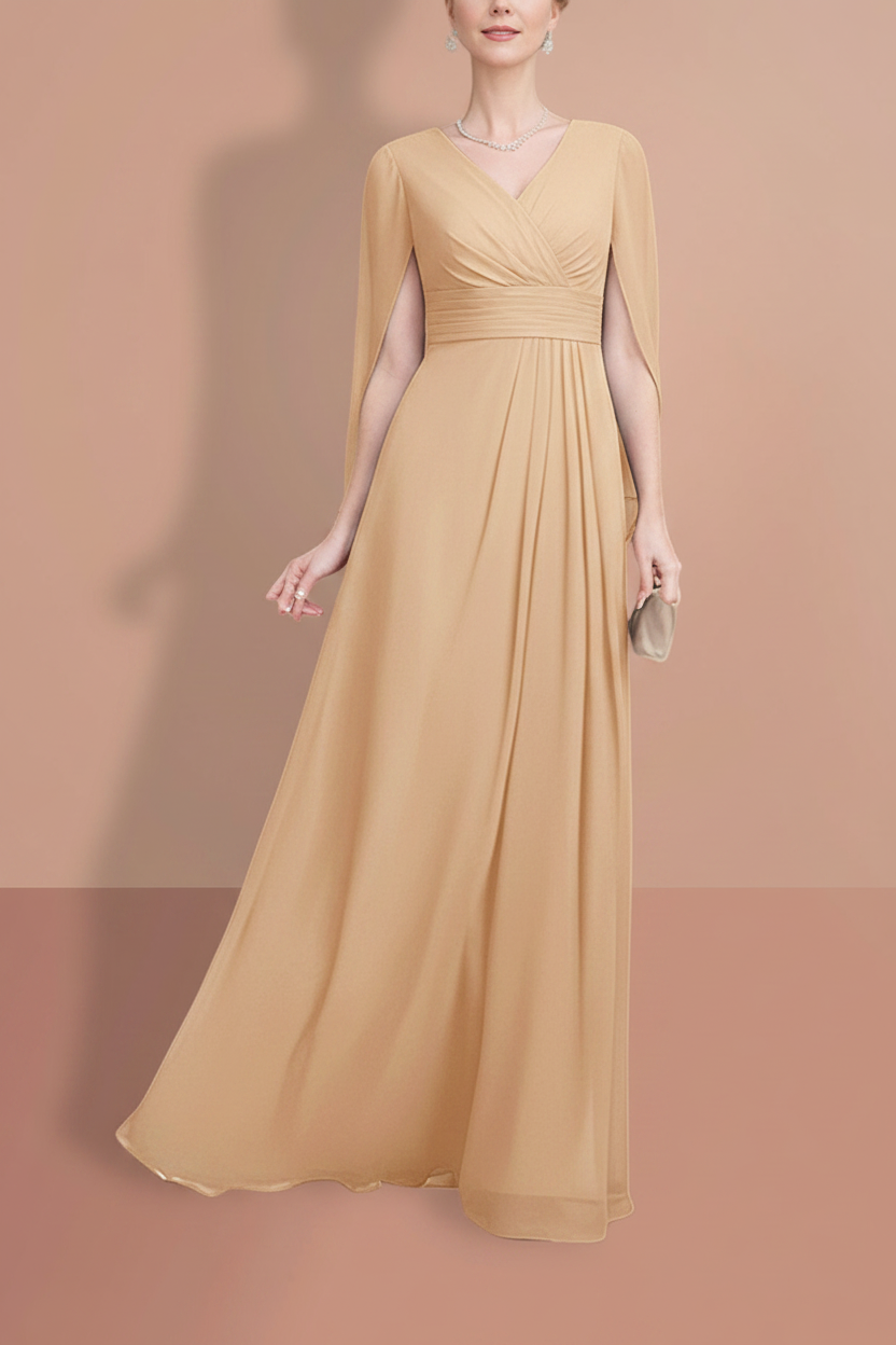 A-Line/Princess Half Sleeves V Neck Mother Of The Bride Dresses