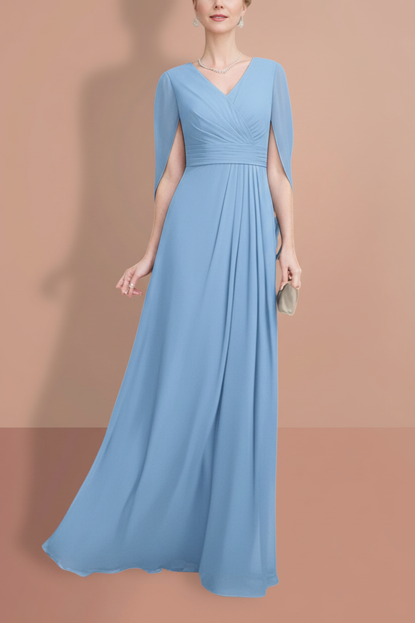 A-Line/Princess Half Sleeves V Neck Mother Of The Bride Dresses