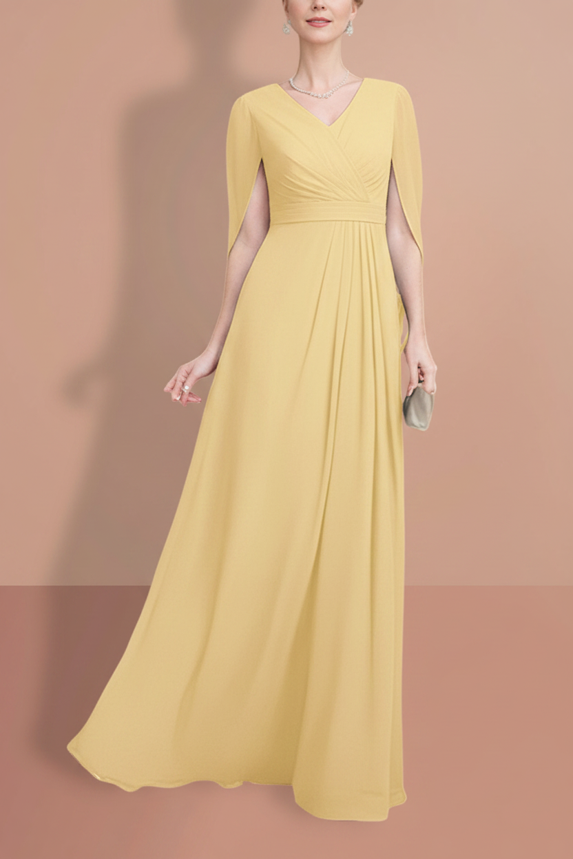 A-Line/Princess Half Sleeves V Neck Mother Of The Bride Dresses
