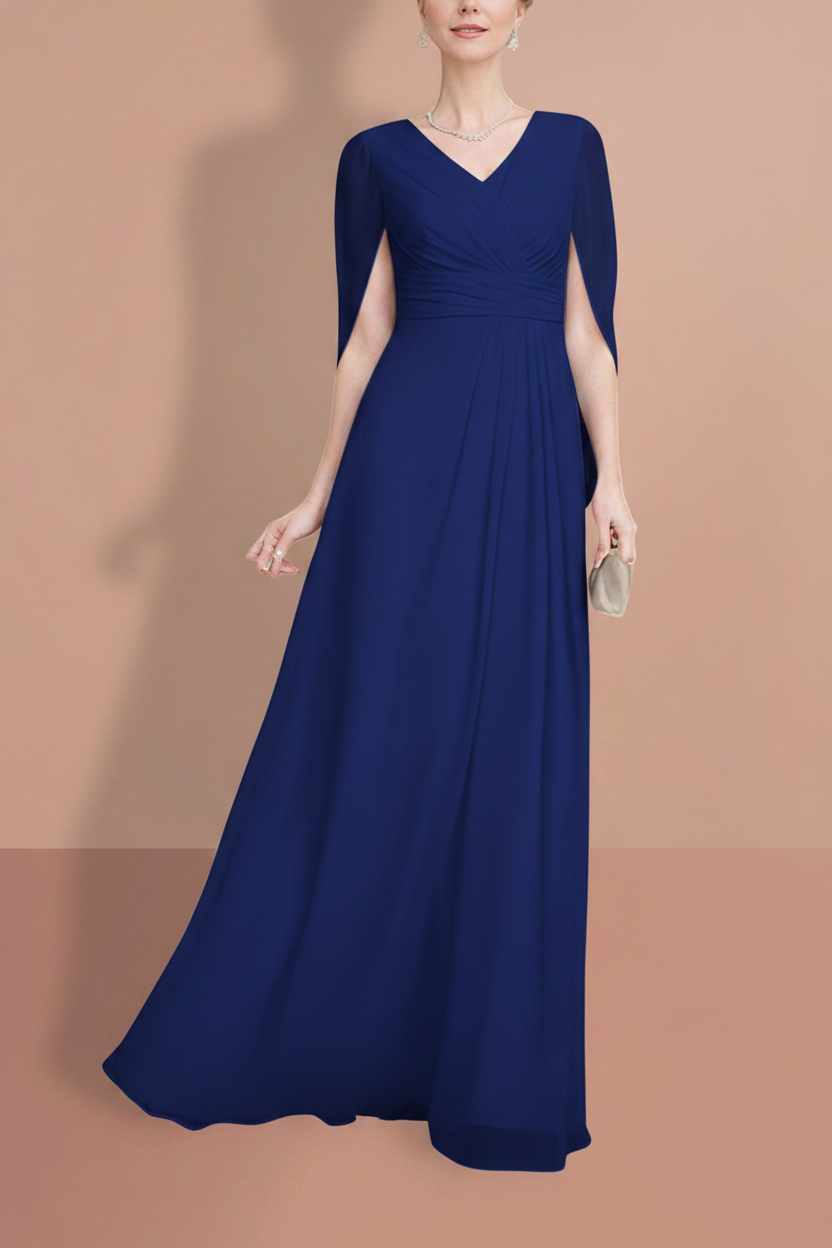 A-Line/Princess Half Sleeves V Neck Mother Of The Bride Dresses
