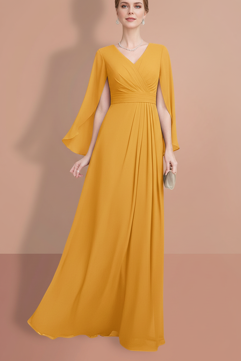 A-Line/Princess Half Sleeves V Neck Mother Of The Bride Dresses