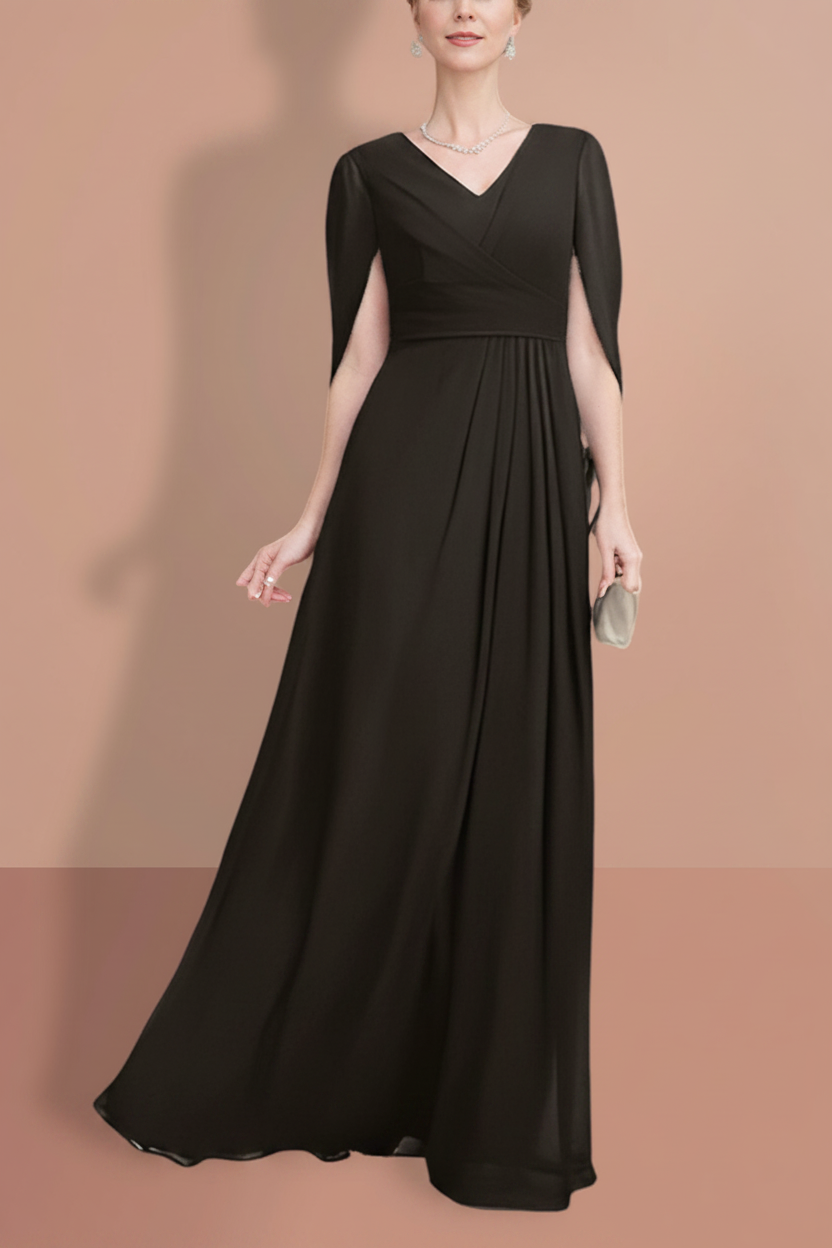 A-Line/Princess Half Sleeves V Neck Mother Of The Bride Dresses