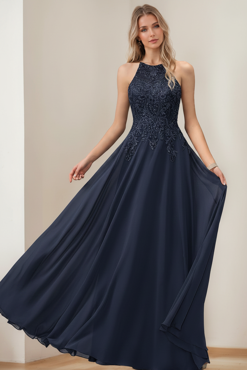 A-Line/Princess Halter Sleeveless Floor-Length Mother of the Bride Dresses with Sequins