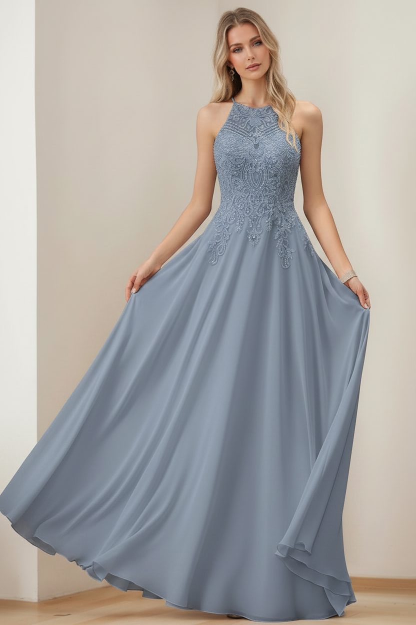 A-Line/Princess Halter Sleeveless Floor-Length Mother of the Bride Dresses with Sequins